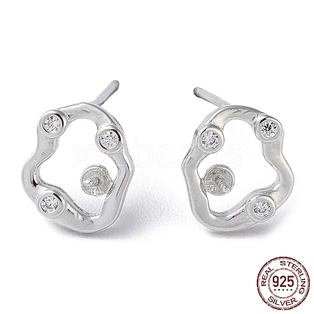 Rhodium Plated 925 Sterling Silver Stud Earring Findings STER-M115-08P-1
