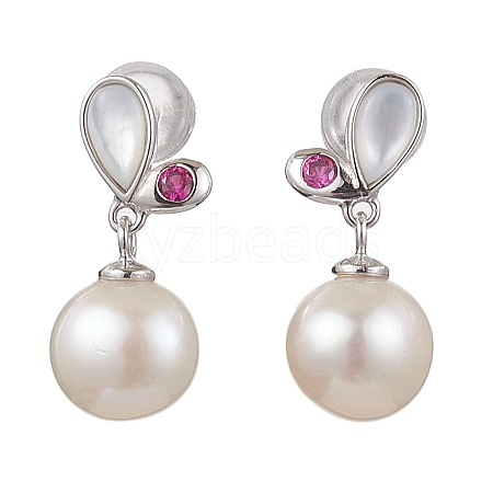 Natural Pearl Ear Studs EJEW-P286-23P-1