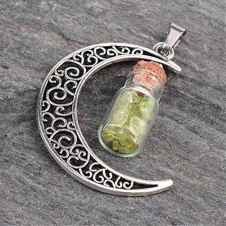 Column Glass Bottle with Peridot inside Pendants PALLOY-JF00170-03-1