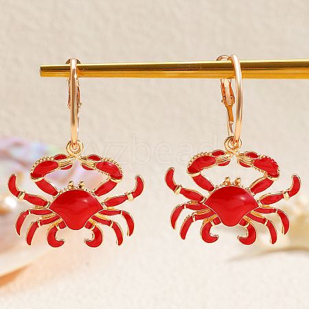 Crab Alloy Enamel Hoop Earrings WG3E1EE-02-1