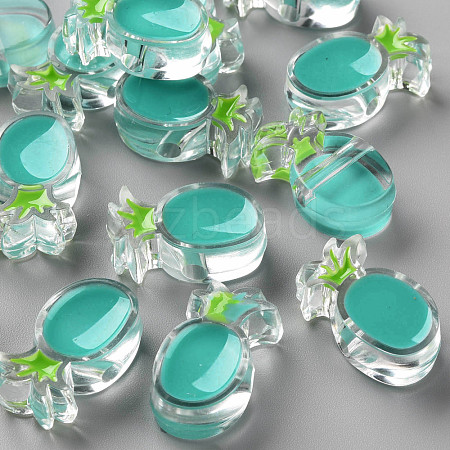 Transparent Enamel Acrylic Beads TACR-S155-002G-1