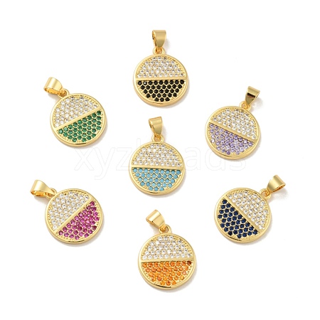 Brass Micro Pave Cubic Zirconia Pendants KK-B059-35G-1