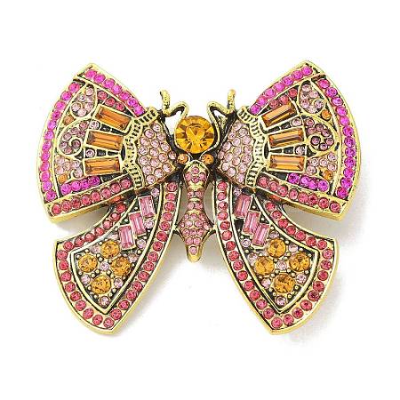 Butterfly Alloy Rhinestone Brooches for Backpack Clothes JEWB-R051-07AG-02-1