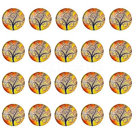 Half Round/Dome Tree Pattern Glass Flatback Cabochons for DIY Projects GGLA-YW0001-14F-1