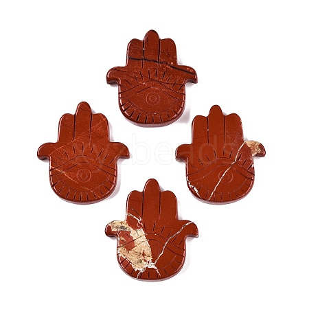 Natural Red Jasper Hamsa Hand with Eye Figurines DJEW-N003-04E-1