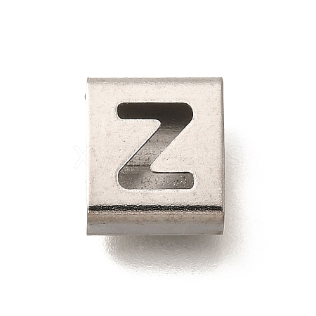 Letter Style 304 Stainless Steel Square Slide Charms STAS-L132-18Z-1