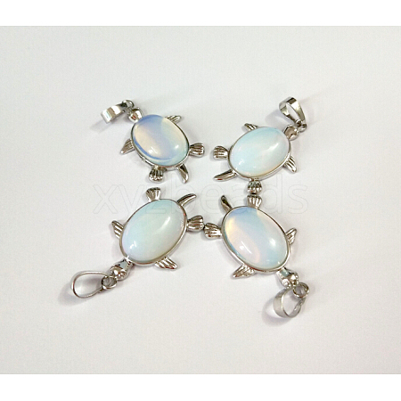 Tortoise Platinum Tone Brass Opalite Pendants G-F265-01K-1