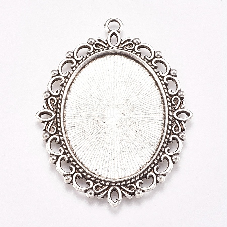 Tibetan Style Oval Pendant Cabochon Settings LS-TIBE-473-AS-NR-1