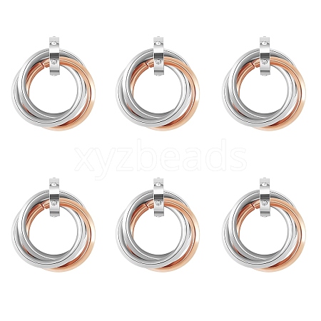 201 Stainless Steel Interlocking Ring Pendants STAS-SZ0002-61A-1