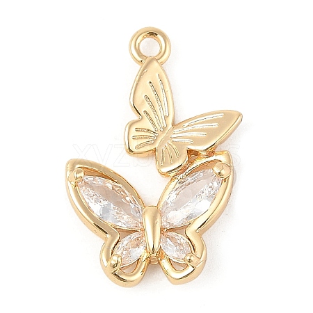Brass Micro Pave Clear Cubic Zirconia Pendants KK-R219-33G-1