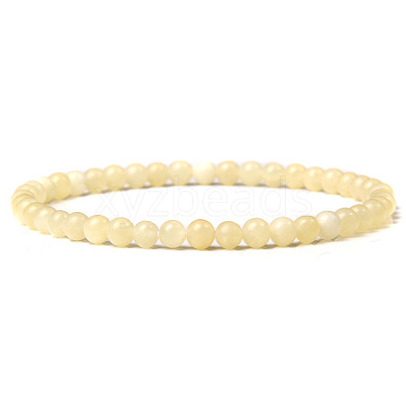 4mm Round Natural Yellow Jade Beads Bracelet for Men KG3069-31-1