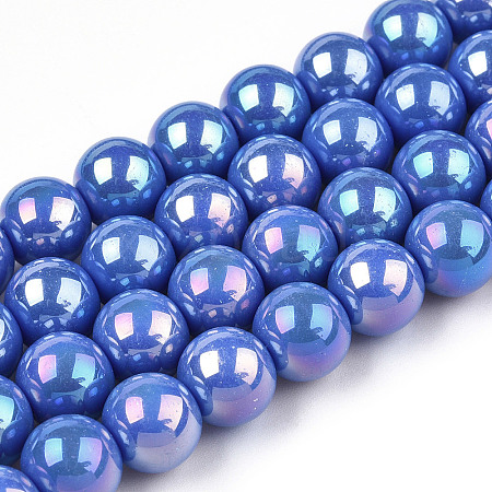 Electroplate Opaque Glass Beads Strands GLAA-T032-P8mm-AB11-1