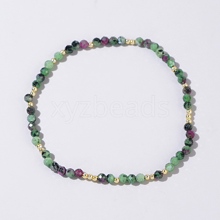 Natural Ruby in Zoisite Round Beads Stretch Bead Bracelets for Women CQ7665-4-1
