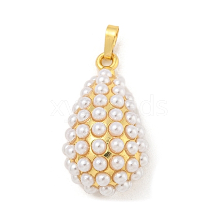 Rack Plating Brass & ABS Plastic Imitation Pearl Pendants KK-N255-03B-G-RS-1