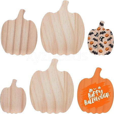 Olycraft 12Pcs 3 Style Halloween Theme Unfinished Wood Decorative Supplies DIY-OC0004-14-1