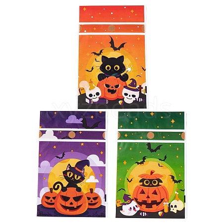 50Pcs Rectangle Halloween Candy Plastic Bags ABAG-U001-01K-1