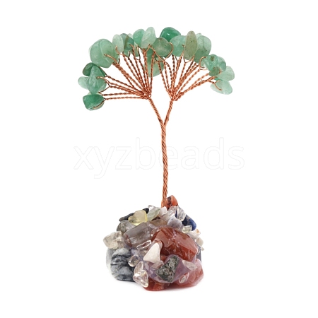 Natural Mixed Gemstone Chips Tree of Life Decorations PW-WG54F93-06-1