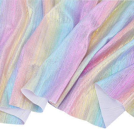 Rainbow Color Polyester Fabric DIY-WH0430-671-1