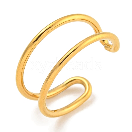 Ion Plating(IP) 304 Stainless Steel Hollow Open Cuff Ring for Women RJEW-A043-12G-1