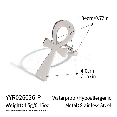 304 Stainless Steel Cuff Open Rings for Women WJ3618-2-1