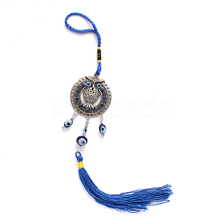 Alloy Owl Lucky Blue Turkish Evil Eye Pendant Wall Hanging Ornament ANIM-PW0003-064-1