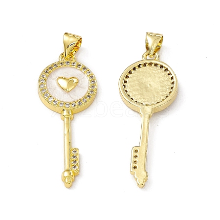 Rack Plating Brass Micro Pave Cubic Zirconia Pendants ZIRC-I061-18G-1