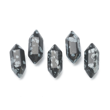 Faceted No Hole Natural Snowflake Obsidian Healing Stones G-K034-20mm-09-1