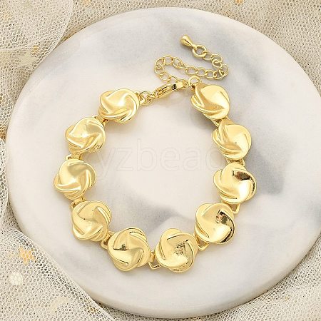 Brass Flat Round Links Bracelets for Women KK-B124-11G-1