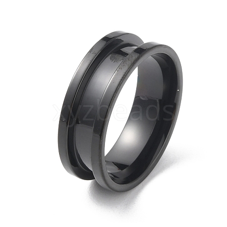 Stainless Steel Grooved Finger Ring RJEW-WH0004-32E-EB-1