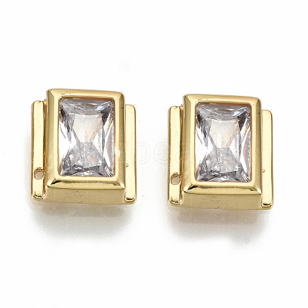 Brass Clear Cubic Zirconia Charms KK-S061-52G-NR-1