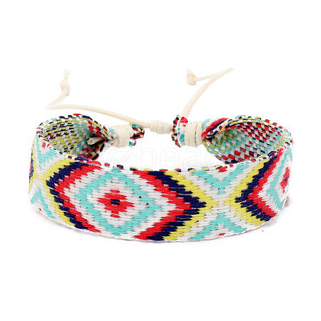 Cotton Braided Rhombus Cord Bracelet with Wax Ropes PW-WG62422-05-1