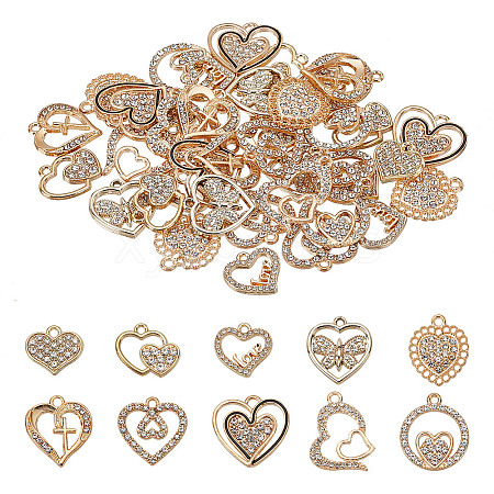 ARRICRAFT 40Pcs 10 Styles Alloy Rhinestone Pendants ALRI-AR0001-10-1