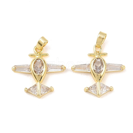 Brass Micro Pave Clear Cubic Zirconia Pendants KK-G549-18A-G-1