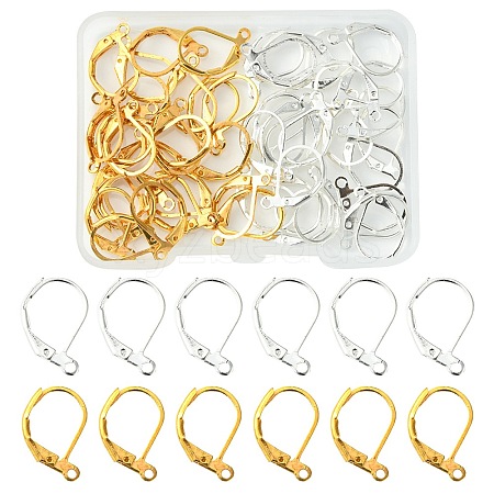 50Pcs 2 Color Brass Leverback Earring Findings KK-YW0002-07-1