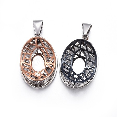 304 Stainless Steel Hollow Pendants STAS-O124-12M-1