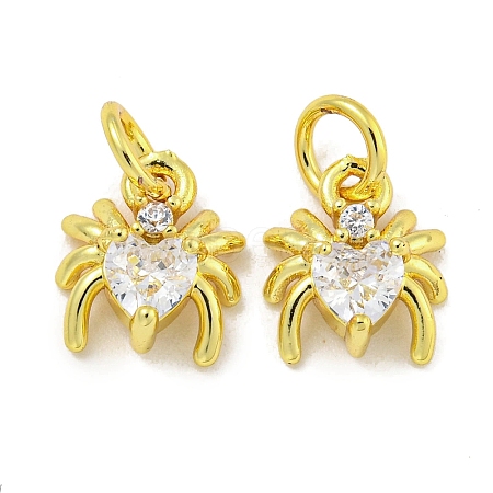 Rack Plating Brass Micro Pave Cubic Zirconia Spider Charms ZIRC-I065-02H-1