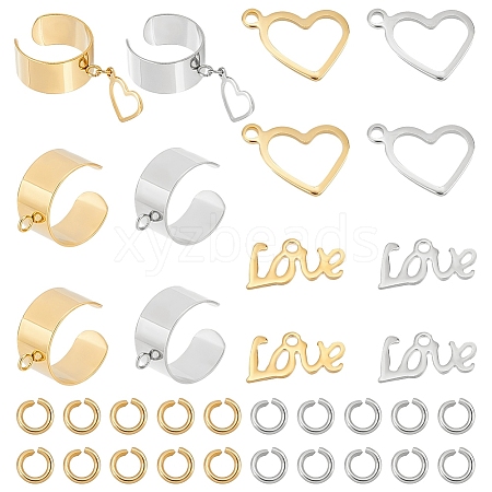 Unicraftale DIY Love Charm Cuff Ring Making Kit STAS-UN0039-60-1