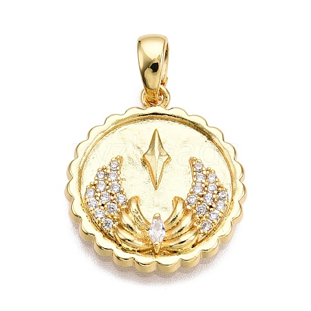 Brass Micro Pave Cubic Zirconia Pendants KK-T070-39G-1