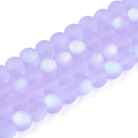 Frosted Transparent Glass Beads Strands GLAA-T032-T6mm-MBB01-1