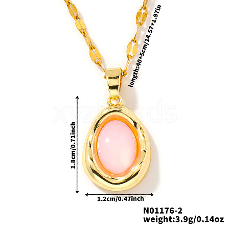 Elegant Oval Brass Pendant Necklaces SC8993-2-1