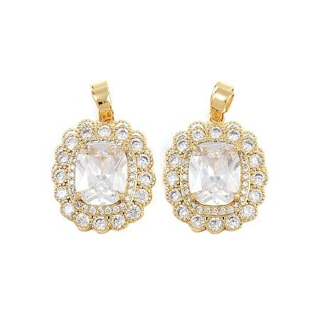 Brass Micro Pave Cubic Zirconia Pendants KK-K393-03G-1