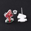 Acrylic Cartoon Mushroom Stud Earrings with Platic Pins for Women EJEW-F293-03E-1