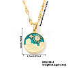 Brass Green Enamel 3D Flat Round Sky Sun Pendant Necklaces AR2379-2-2