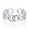 304 Stainless Steel Curb Chains Shape Open Cuff Ring RJEW-N040-38-2
