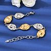 Textured 316L Surgical Stainless Steel Link Chain Bracelets for Women BJEW-D454-03GP-2