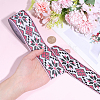 Rhombus Pattern Ethnic Style Embroidery Floral Polyester Ribbons OCOR-WH0070-324B-3
