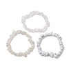 3Pcs Natural Quartz Crystal & Synthetic White Howlite & Natural White Moonstone Chip Beaded Stretch Bracelet Sets BJEW-JB10857-4