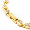 Clear Cubic Zirconia Teardrop Link Chain Bracelet BJEW-E073-03G-3