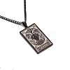 304 Stainless Steel Curb Chain Rectangle with Constellation Pendant Necklaces PW-WG0F5D0-09-1