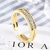 Brass Micro Pave Cubic Zirconia Open Cuff Rings for Women RJEW-R011-01G-02-1